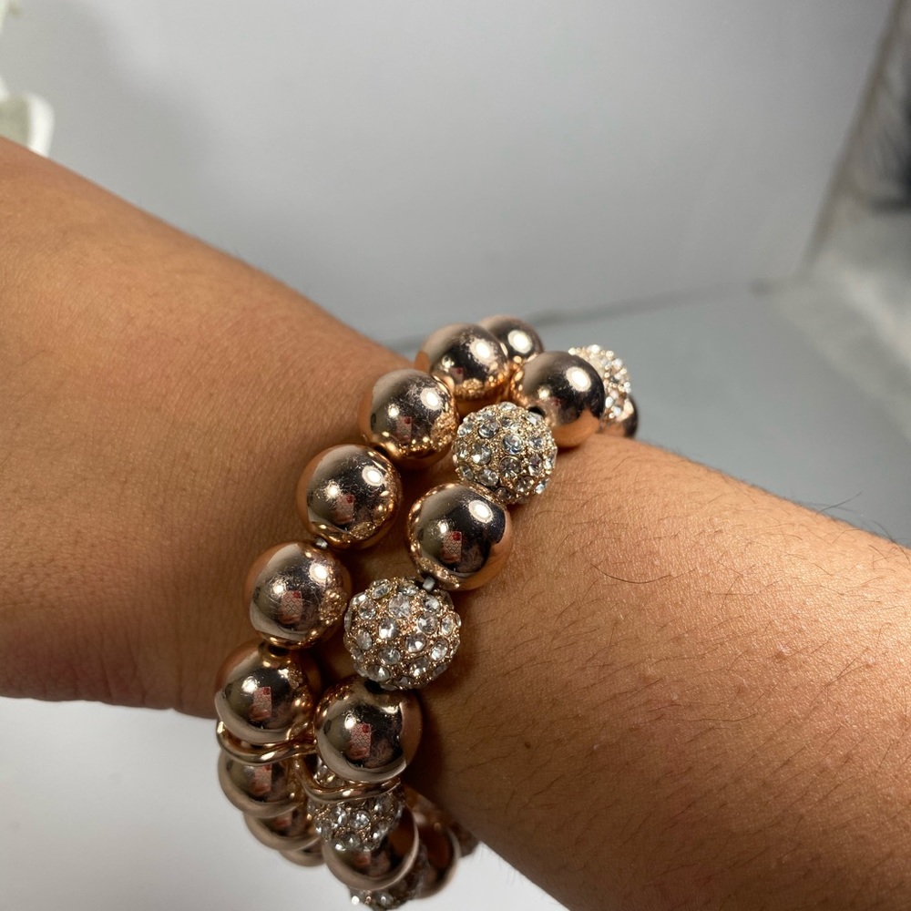 Beautiful double beaded rose gold bracelet - Picture 4 of 7